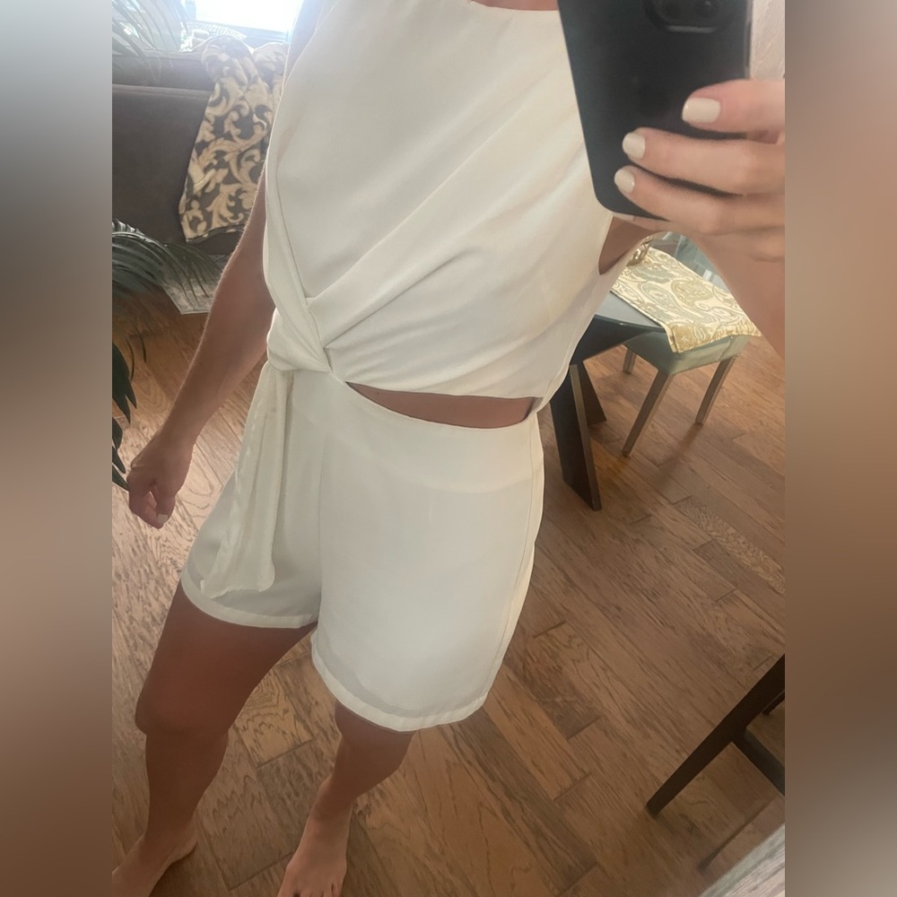 White Romper with cutout near the waist